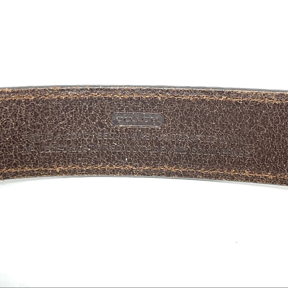 Coach Brown Leather Brass Buckle Classic Dress Fashion Italian Belt Stitching 30 - Picture 11 of 12